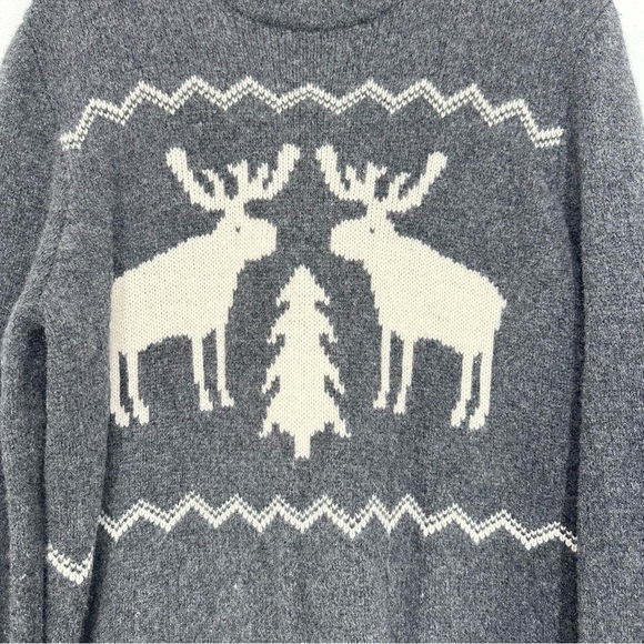 Field Gear Men's Size Large Crewneck Sweater Moose Cabincore Lambswool Grey - Picture 2 of 7